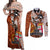 personalised-fiji-australia-rugby-couples-matching-off-shoulder-maxi-dress-and-long-sleeve-button-shirts-kangaroo-and-palm-tree-orange-tapa-pattern-mix-aboriginal