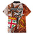 Personalised Fiji Australia Rugby Family Matching Puletasi Dress and Hawaiian Shirt Kangaroo and Palm Tree Orange Tapa Pattern Mix Aboriginal LT03 - Polynesian Pride