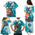 Fiji Australia Rugby Family Matching Puletasi Dress and Hawaiian Shirt Kangaroo and Palm Tree Blue Tapa Pattern Mix Aboriginal LT03 - Polynesian Pride