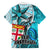 Fiji Australia Rugby Family Matching Puletasi Dress and Hawaiian Shirt Kangaroo and Palm Tree Blue Tapa Pattern Mix Aboriginal LT03 - Polynesian Pride