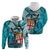 Personalised Fiji Australia Rugby Hoodie Kangaroo and Palm Tree Blue Tapa Pattern Mix Aboriginal LT03 - Polynesian Pride