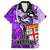 Fiji Australia Rugby Hawaiian Shirt Kangaroo and Palm Tree Purple Tapa Pattern Mix Aboriginal LT03 Purple - Polynesian Pride