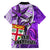 Fiji Australia Rugby Hawaiian Shirt Kangaroo and Palm Tree Purple Tapa Pattern Mix Aboriginal LT03 - Polynesian Pride