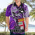 Fiji Australia Rugby Hawaiian Shirt Kangaroo and Palm Tree Purple Tapa Pattern Mix Aboriginal LT03 - Polynesian Pride