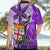 Fiji Australia Rugby Hawaiian Shirt Kangaroo and Palm Tree Purple Tapa Pattern Mix Aboriginal LT03 - Polynesian Pride