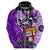 Fiji Australia Rugby Hoodie Kangaroo and Palm Tree Purple Tapa Pattern Mix Aboriginal LT03 - Polynesian Pride