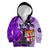 Fiji Australia Rugby Kid Hoodie Kangaroo and Palm Tree Purple Tapa Pattern Mix Aboriginal LT03 - Polynesian Pride