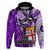 Personalised Fiji Australia Rugby Hoodie Kangaroo and Palm Tree Purple Tapa Pattern Mix Aboriginal LT03 Purple - Polynesian Pride