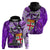 Personalised Fiji Australia Rugby Hoodie Kangaroo and Palm Tree Purple Tapa Pattern Mix Aboriginal LT03 - Polynesian Pride