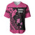 Breast Cancer Awareness Baseball Jersey Think Pink Polynesian Ribbon and Butterfly