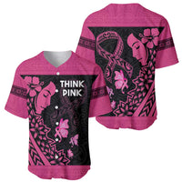 Breast Cancer Awareness Baseball Jersey Think Pink Polynesian Ribbon and Butterfly LT03 - Polynesian Pride