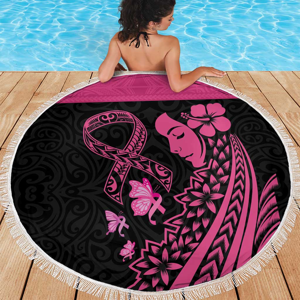 Breast Cancer Awareness Beach Blanket Think Pink Polynesian Ribbon and Butterfly LT03 - Polynesian Pride