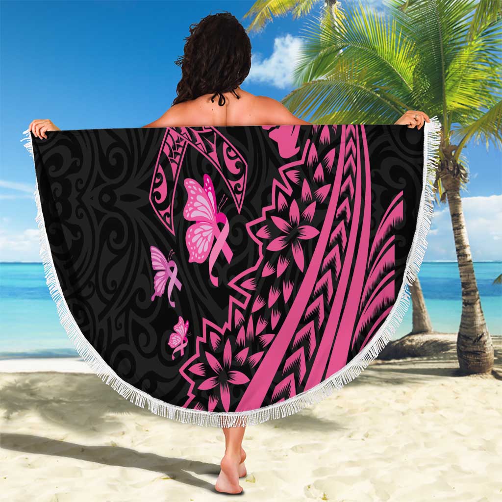 Breast Cancer Awareness Beach Blanket Think Pink Polynesian Ribbon and Butterfly LT03 - Polynesian Pride