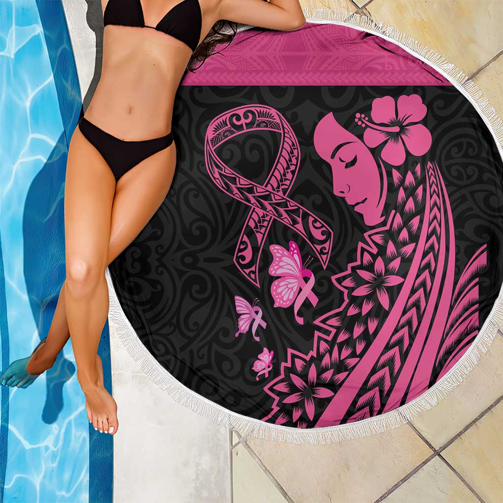 Breast Cancer Awareness Beach Blanket Think Pink Polynesian Ribbon and Butterfly LT03 - Polynesian Pride