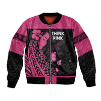 Breast Cancer Awareness Bomber Jacket Think Pink Polynesian Ribbon and Butterfly LT03 Unisex Pink - Polynesian Pride