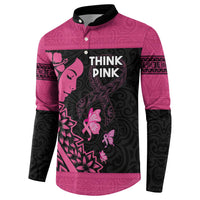 Breast Cancer Awareness Button Sweatshirt Think Pink Polynesian Ribbon and Butterfly LT03 - Polynesian Pride
