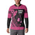 Breast Cancer Awareness Button Sweatshirt Think Pink Polynesian Ribbon and Butterfly