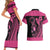 Breast Cancer Awareness Couples Matching Short Sleeve Bodycon Dress and Hawaiian Shirt Think Pink Polynesian Ribbon and Butterfly