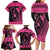 Breast Cancer Awareness Family Matching Long Sleeve Bodycon Dress and Hawaiian Shirt Think Pink Polynesian Ribbon and Butterfly