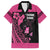 Breast Cancer Awareness Family Matching Off Shoulder Short Dress and Hawaiian Shirt Think Pink Polynesian Ribbon and Butterfly