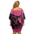 Breast Cancer Awareness Family Matching Off Shoulder Short Dress and Hawaiian Shirt Think Pink Polynesian Ribbon and Butterfly