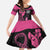 Breast Cancer Awareness Kid Short Sleeve Dress Think Pink Polynesian Ribbon and Butterfly