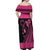 Breast Cancer Awareness Off Shoulder Maxi Dress Think Pink Polynesian Ribbon and Butterfly