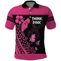 Breast Cancer Awareness Polo Shirt Think Pink Polynesian Ribbon and Butterfly LT03 Pink - Polynesian Pride