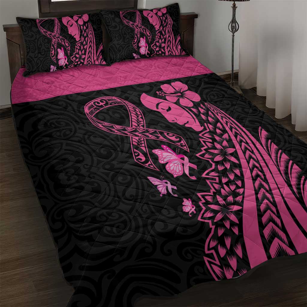 Breast Cancer Awareness Quilt Bed Set Think Pink Polynesian Ribbon and Butterfly