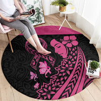 Breast Cancer Awareness Round Carpet Think Pink Polynesian Ribbon and Butterfly LT03 - Polynesian Pride