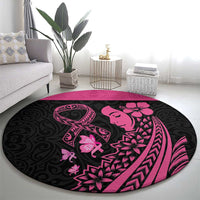 Breast Cancer Awareness Round Carpet Think Pink Polynesian Ribbon and Butterfly LT03 - Polynesian Pride