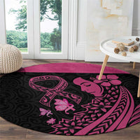 Breast Cancer Awareness Round Carpet Think Pink Polynesian Ribbon and Butterfly LT03 - Polynesian Pride