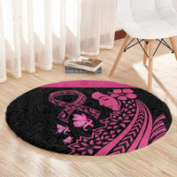 Breast Cancer Awareness Round Carpet Think Pink Polynesian Ribbon and Butterfly LT03 - Polynesian Pride