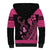 Breast Cancer Awareness Sherpa Hoodie Think Pink Polynesian Ribbon and Butterfly