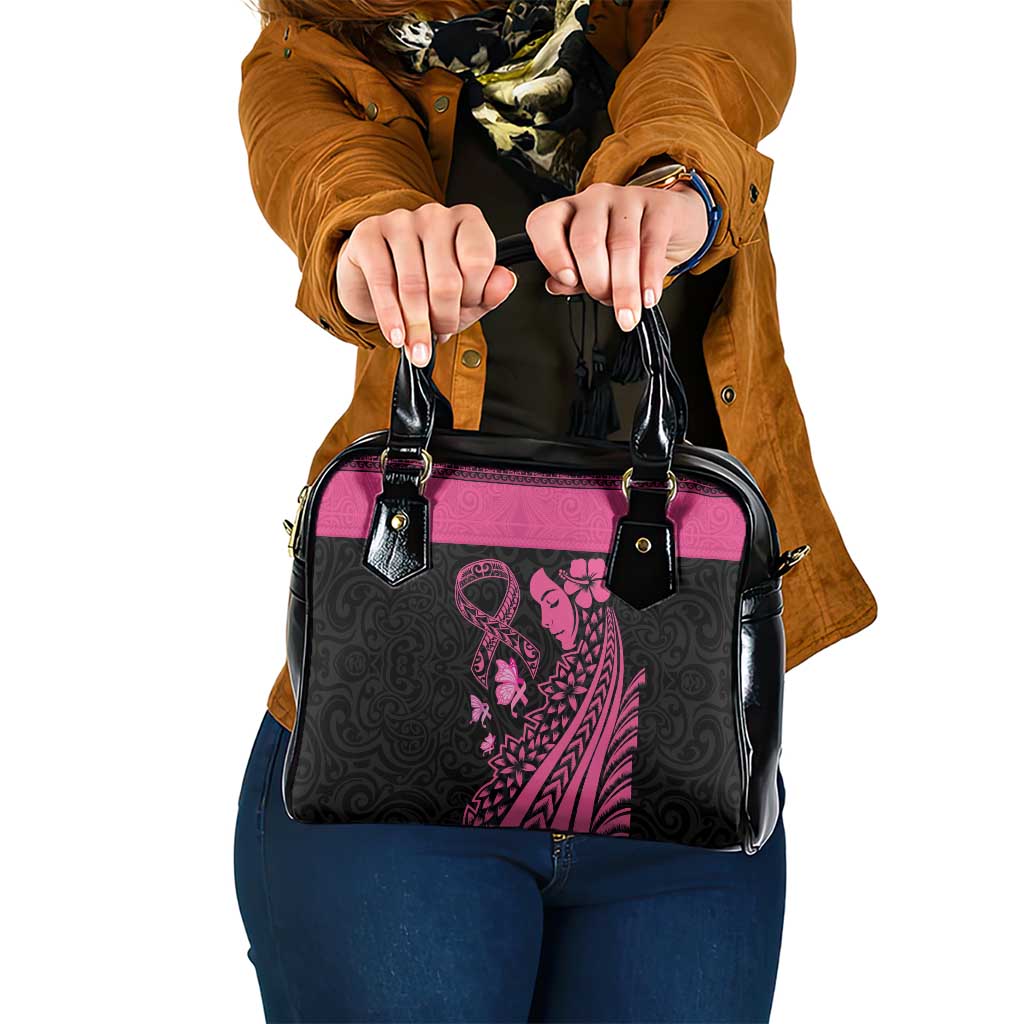 Breast Cancer Awareness Shoulder Handbag Think Pink Polynesian Ribbon and Butterfly