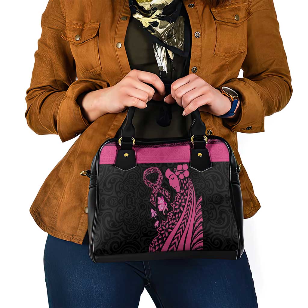Breast Cancer Awareness Shoulder Handbag Think Pink Polynesian Ribbon and Butterfly LT03 - Polynesian Pride