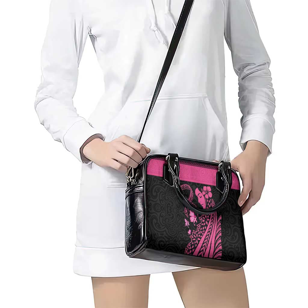 Breast Cancer Awareness Shoulder Handbag Think Pink Polynesian Ribbon and Butterfly LT03 - Polynesian Pride