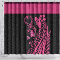 Breast Cancer Awareness Shower Curtain Think Pink Polynesian Ribbon and Butterfly LT03 - Polynesian Pride