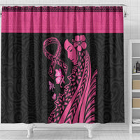 Breast Cancer Awareness Shower Curtain Think Pink Polynesian Ribbon and Butterfly LT03 - Polynesian Pride