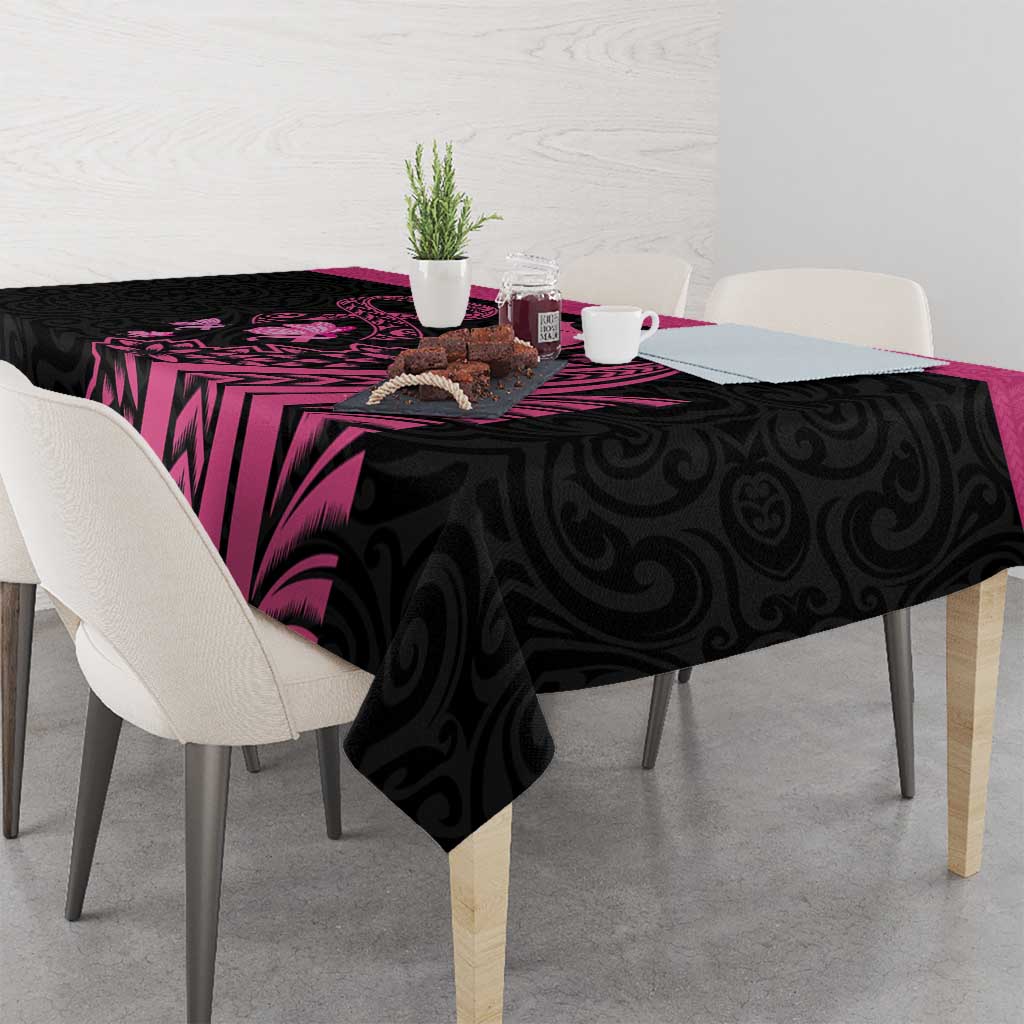Breast Cancer Awareness Tablecloth Think Pink Polynesian Ribbon and Butterfly LT03 - Polynesian Pride
