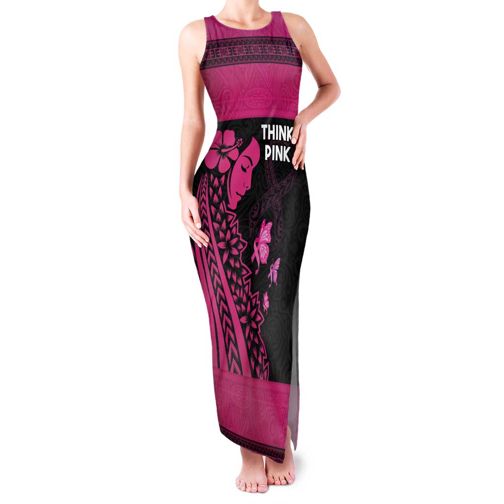 Breast Cancer Awareness Tank Maxi Dress Think Pink Polynesian Ribbon and Butterfly LT03 Women Pink - Polynesian Pride