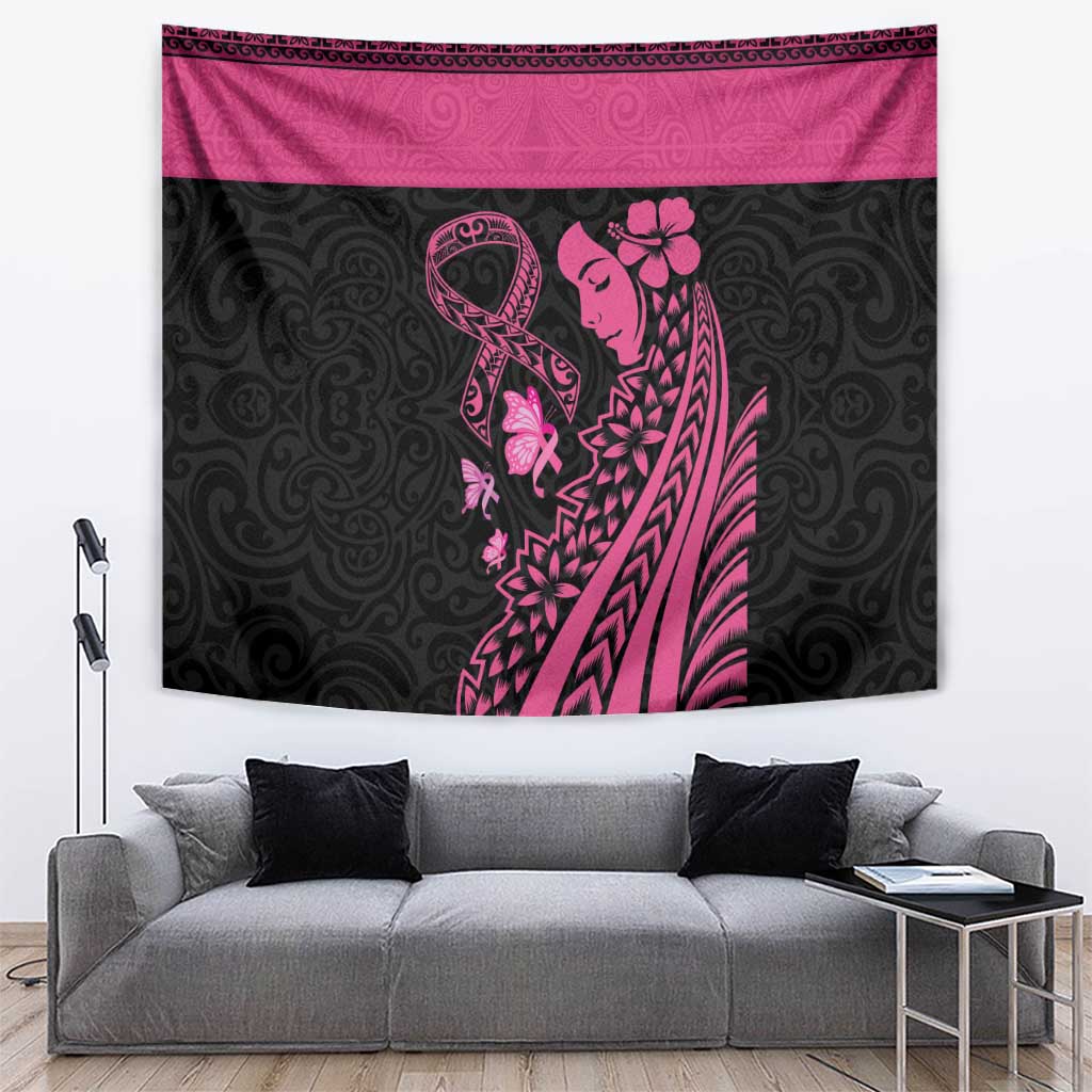 Breast Cancer Awareness Tapestry Think Pink Polynesian Ribbon and Butterfly LT03 Pink - Polynesian Pride