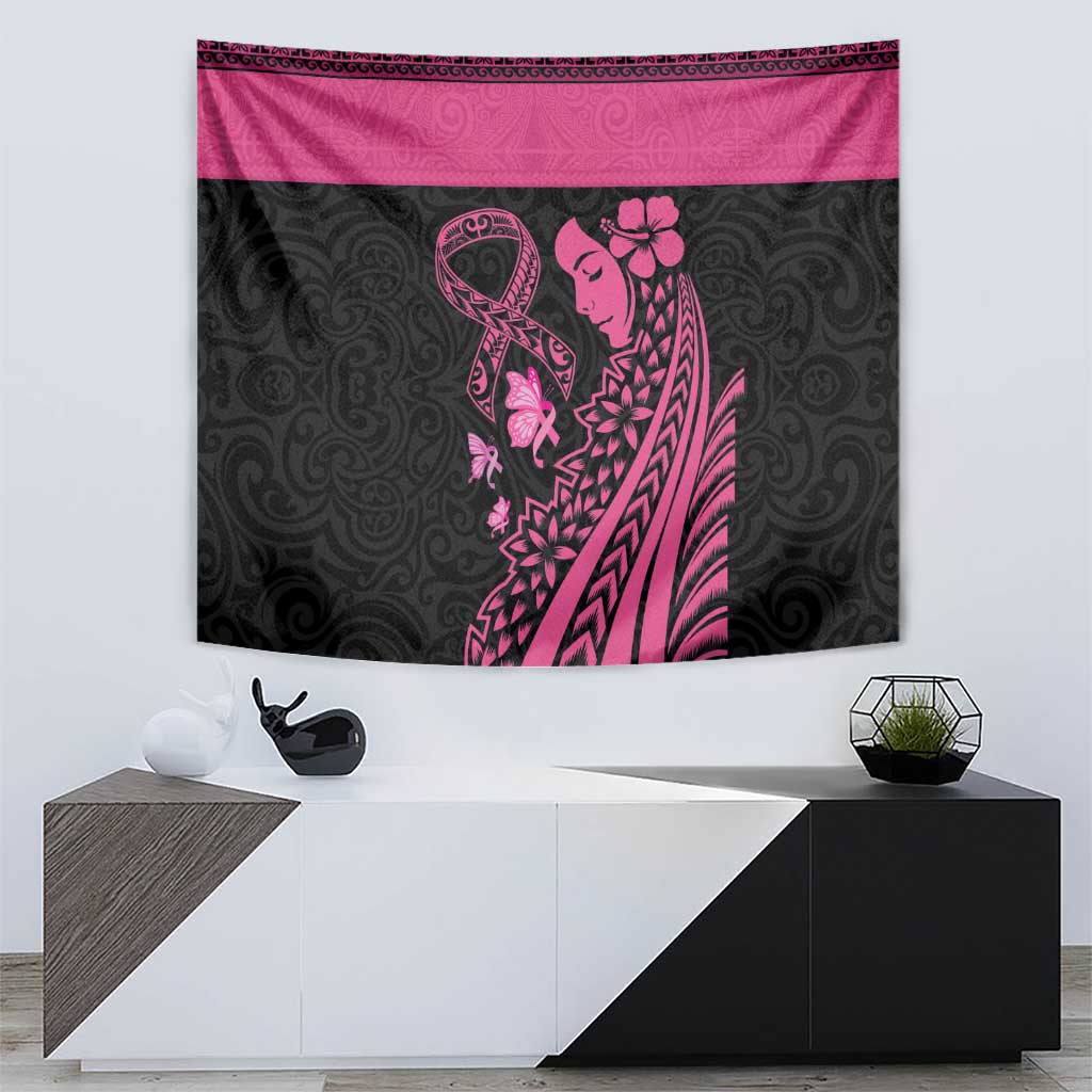Breast Cancer Awareness Tapestry Think Pink Polynesian Ribbon and Butterfly LT03 - Polynesian Pride