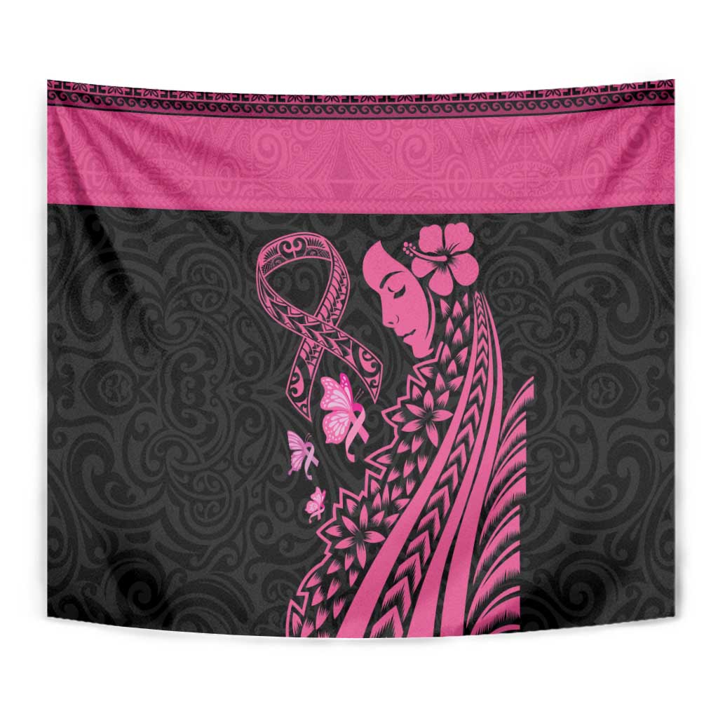 Breast Cancer Awareness Tapestry Think Pink Polynesian Ribbon and Butterfly LT03 - Polynesian Pride