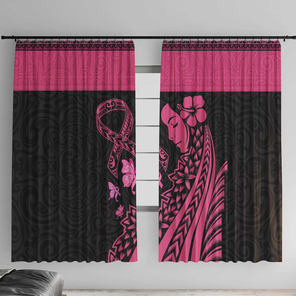 Breast Cancer Awareness Window Curtain Think Pink Polynesian Ribbon and Butterfly