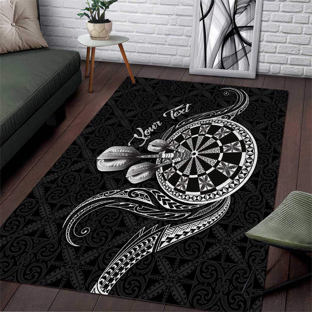 Personalised Niue Darts Masters Area Rug Tribal Hiapo Dartboard LT03 Black - Polynesian Pride