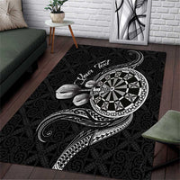 Personalised Niue Darts Masters Area Rug Tribal Hiapo Dartboard LT03 Black - Polynesian Pride
