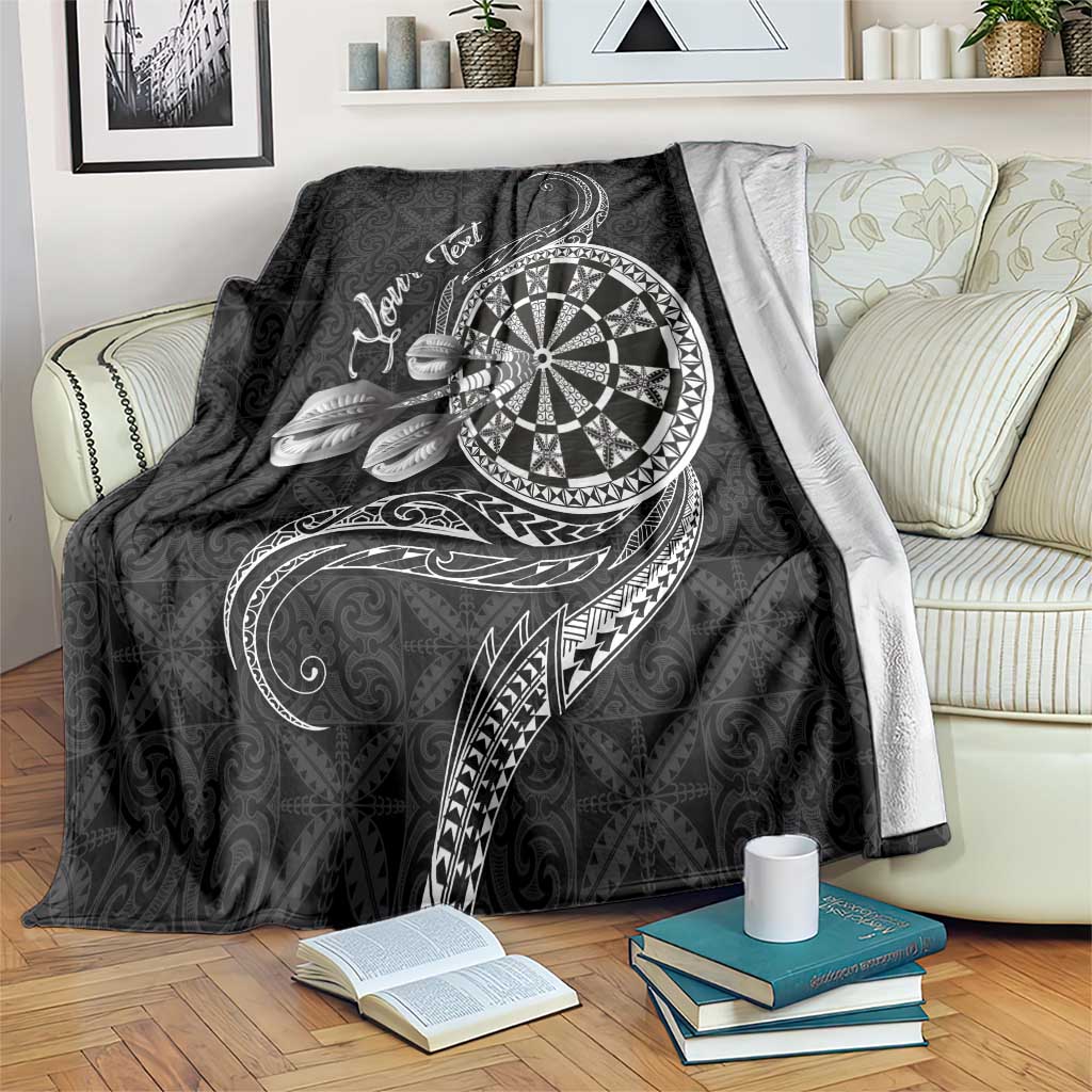 Personalised Niue Darts Masters Blanket Tribal Hiapo Dartboard LT03 Black - Polynesian Pride