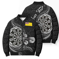 Personalised Niue Darts Masters Bomber Puffer Jacket Tribal Hiapo Dartboard LT03 - Polynesian Pride