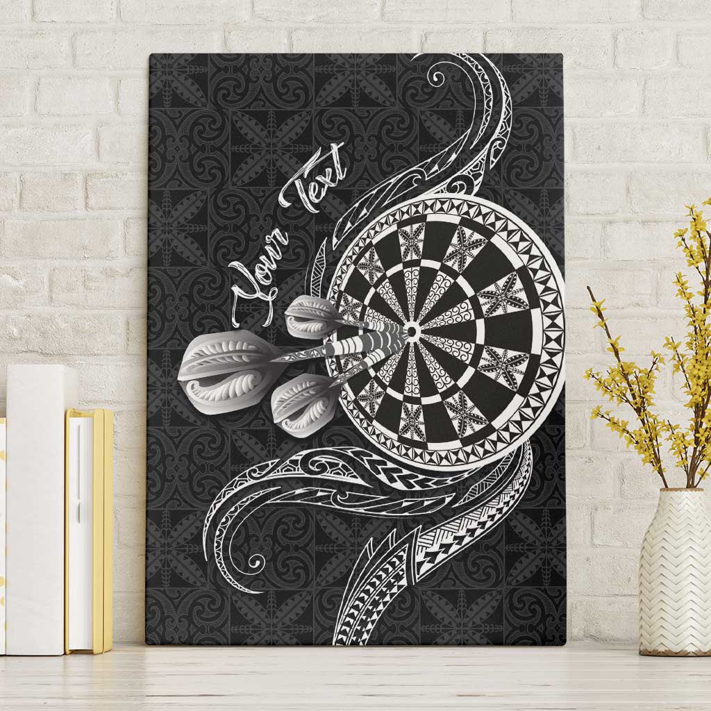 Personalised Niue Darts Masters Canvas Wall Art Tribal Hiapo Dartboard LT03 Without Frame Black - Polynesian Pride